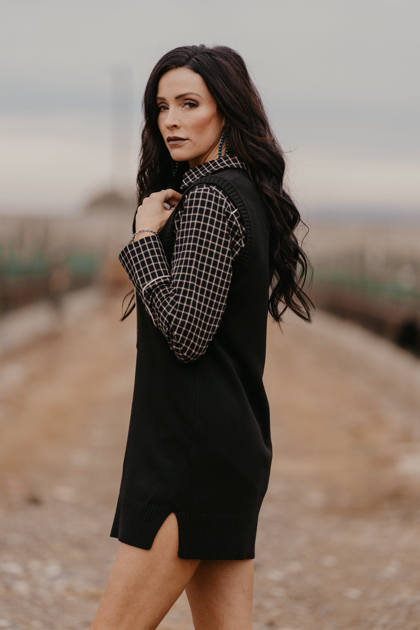 Maude Horse Sweater Dress - Black