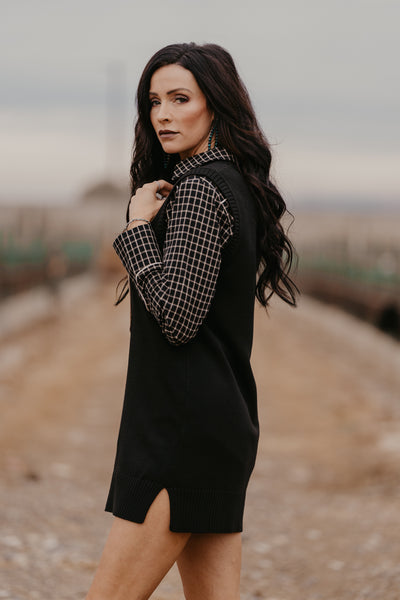 Maude Horse Sweater Dress - Black