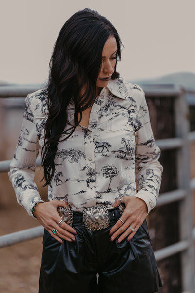 Country Toile Pearl Snap Shirt