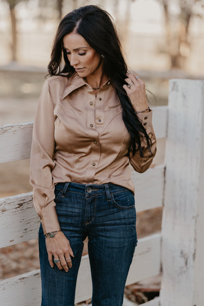 Gold Buckle Satin Blouse