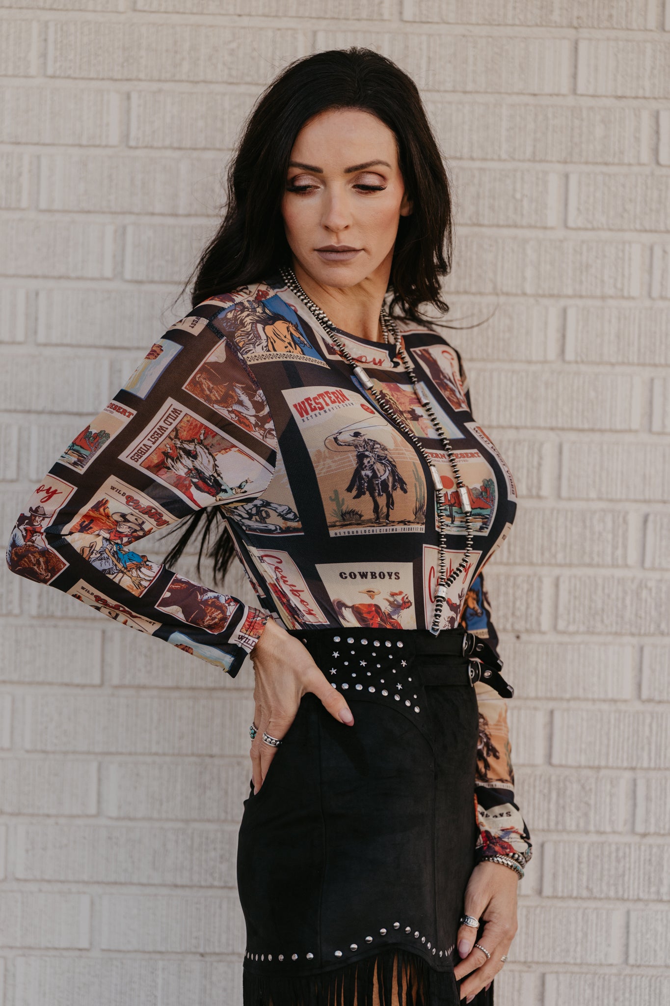 Little Red Rodeo Mesh Top