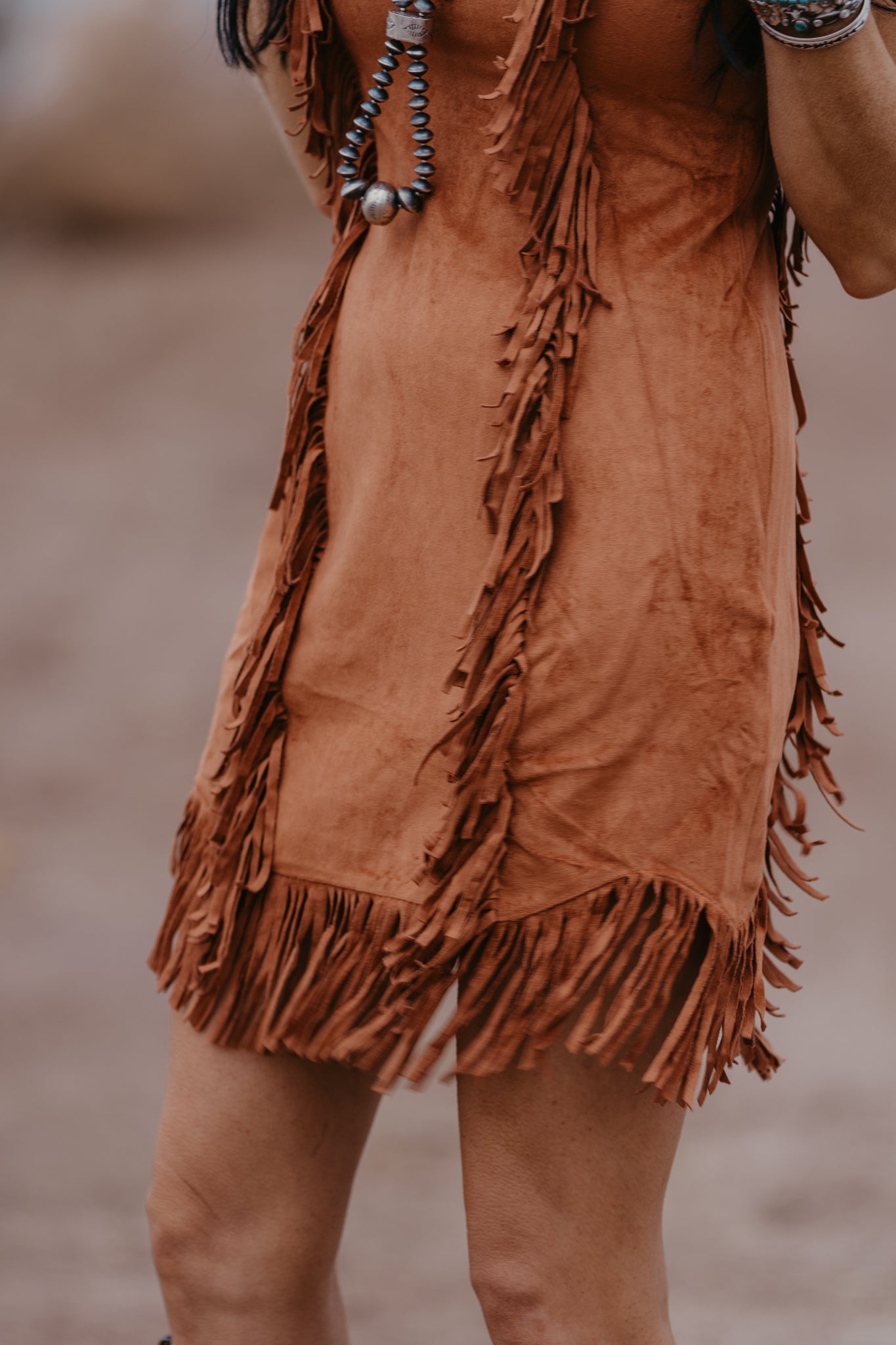 Payne Suede Fringe Dress - Camel