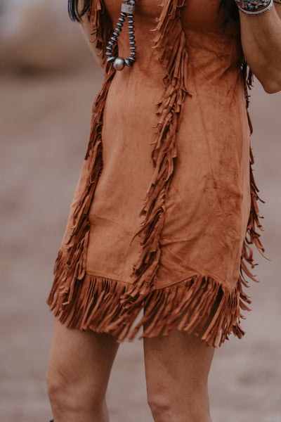 Payne Suede Fringe Dress - Camel