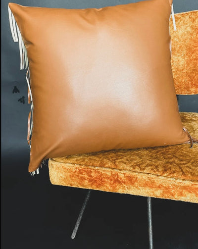 Fringe Flair Pillow Cover - Saddle
