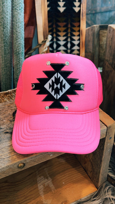 Archie Aztec Trucker Hat - Hot Pink