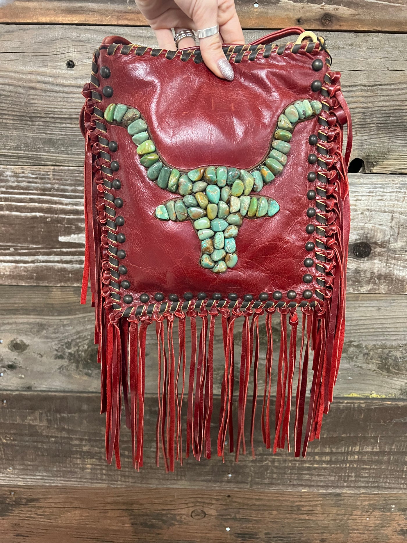 The Cadillac Ranch Fringe Crossbody Purse - Red