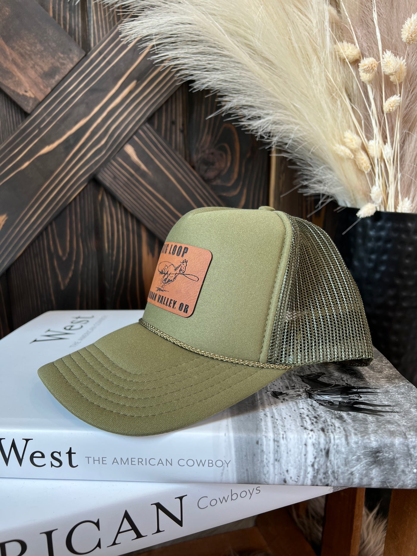 Big Loop Leather Patch Hat - Olive