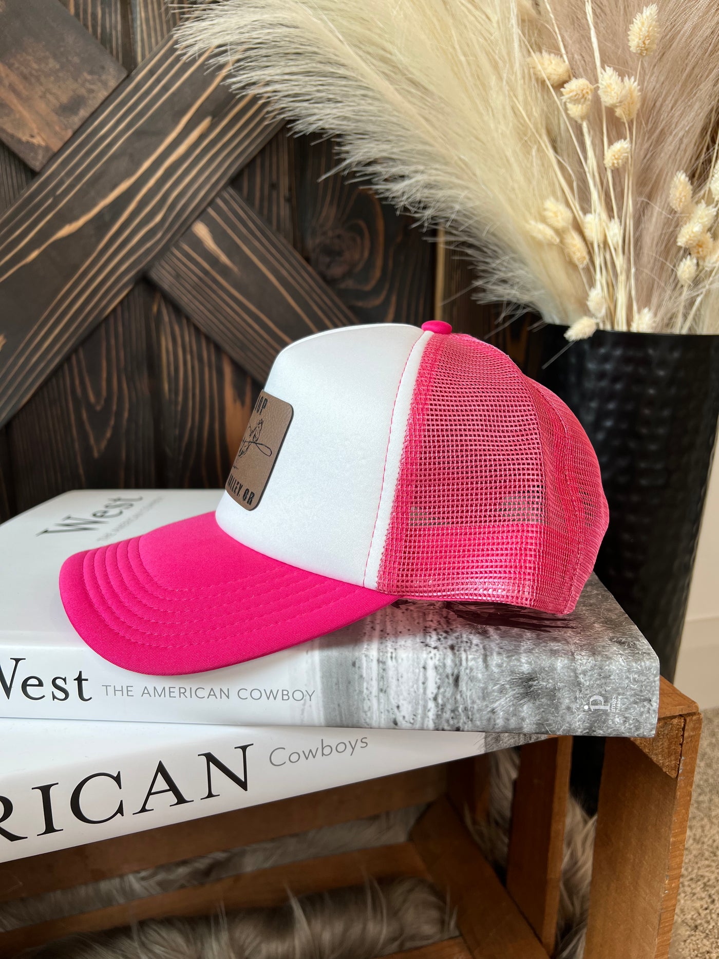 Big Loop Leather Patch Hat - Hot Pink