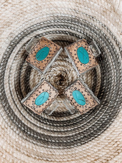 Mini Leather Claw Clip - Clear Turquoise