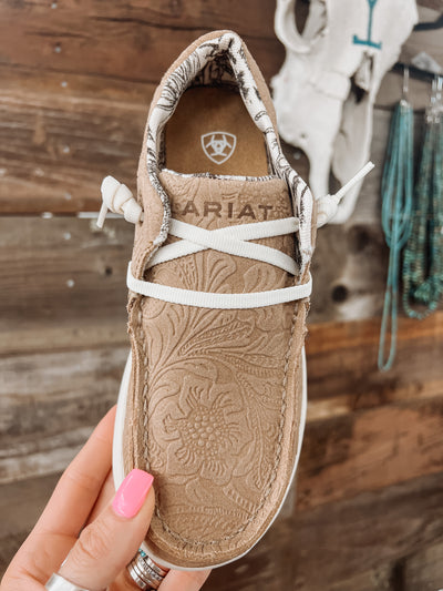 The Hilo Tan Floral Emboss Sneaker by Ariat