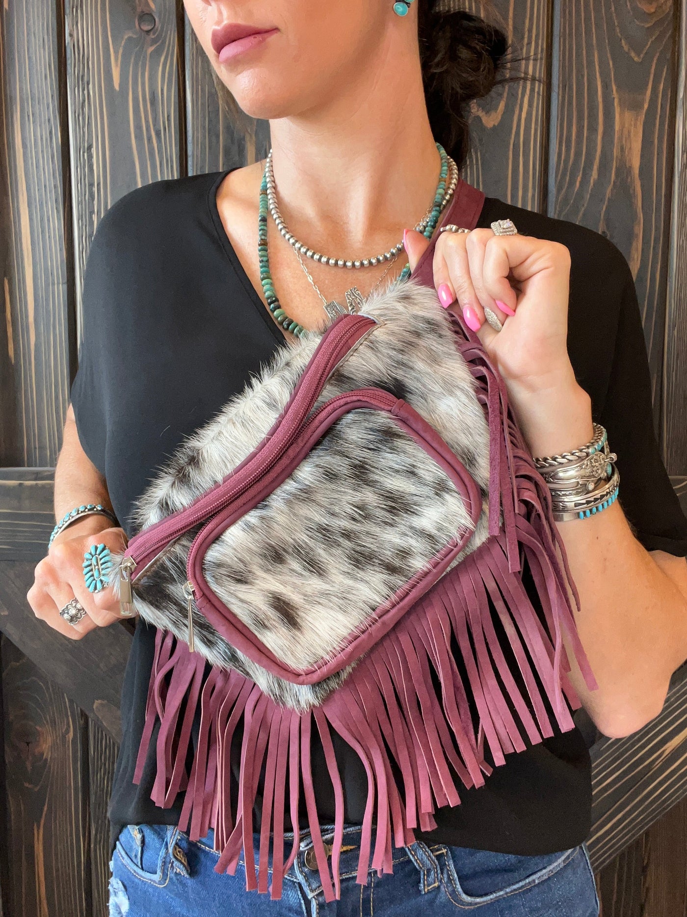 Cow Babe Fanny Pack - Burgundy