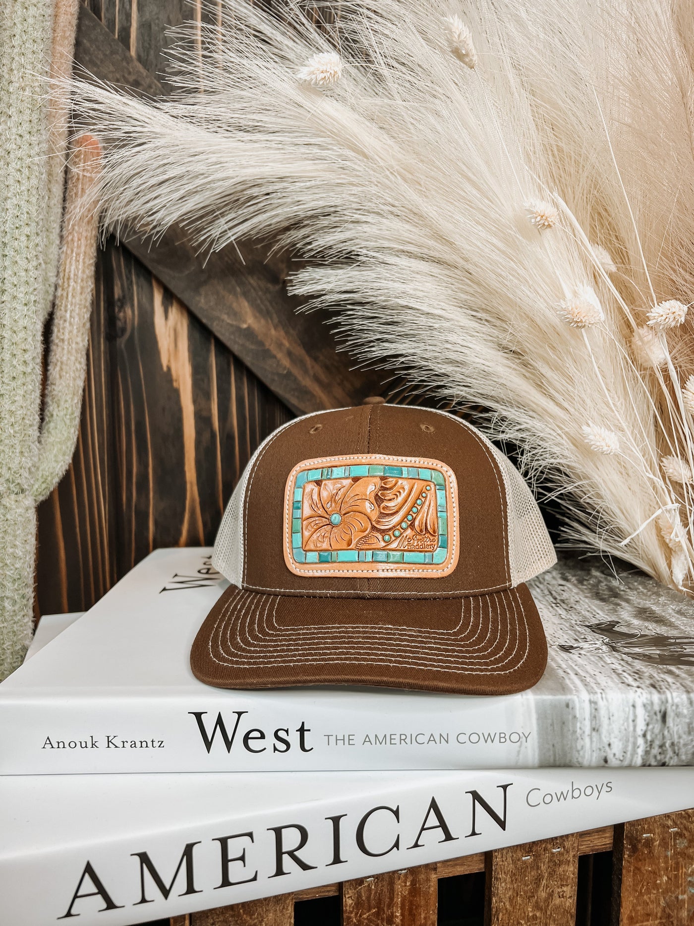 Turquoise Border Western Trucker Hat