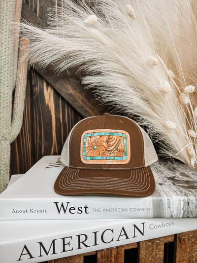 Turquoise Border Western Trucker Hat
