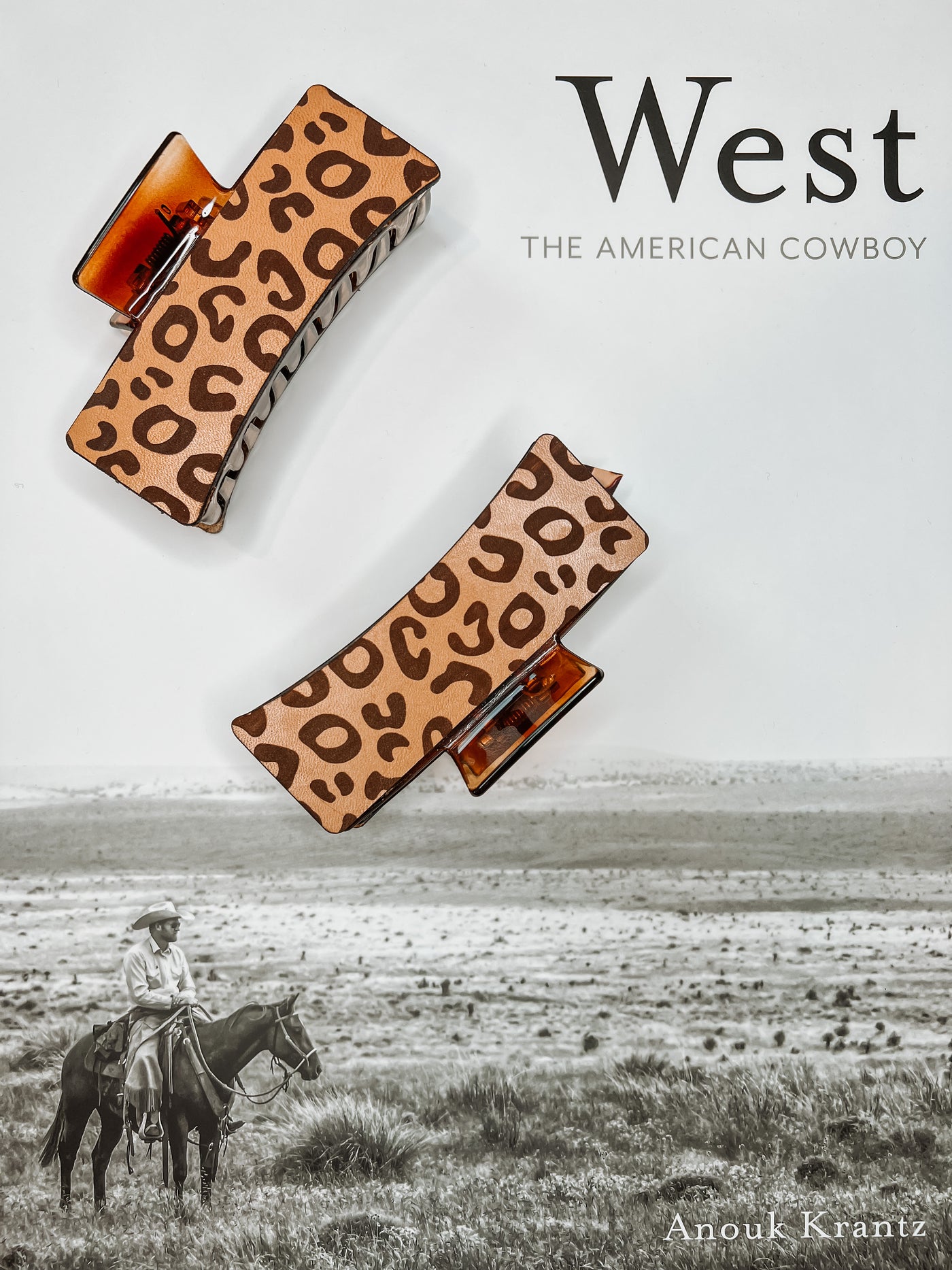 Western Leather Claw Clip - Leopard