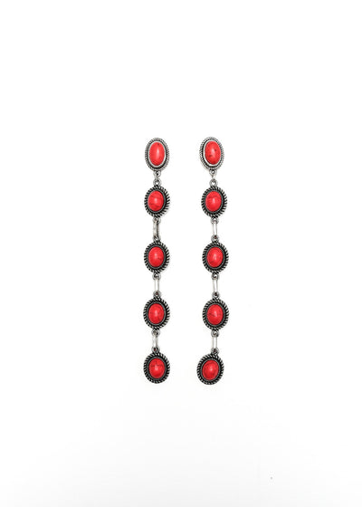 The Jane Drop Earrings - Red