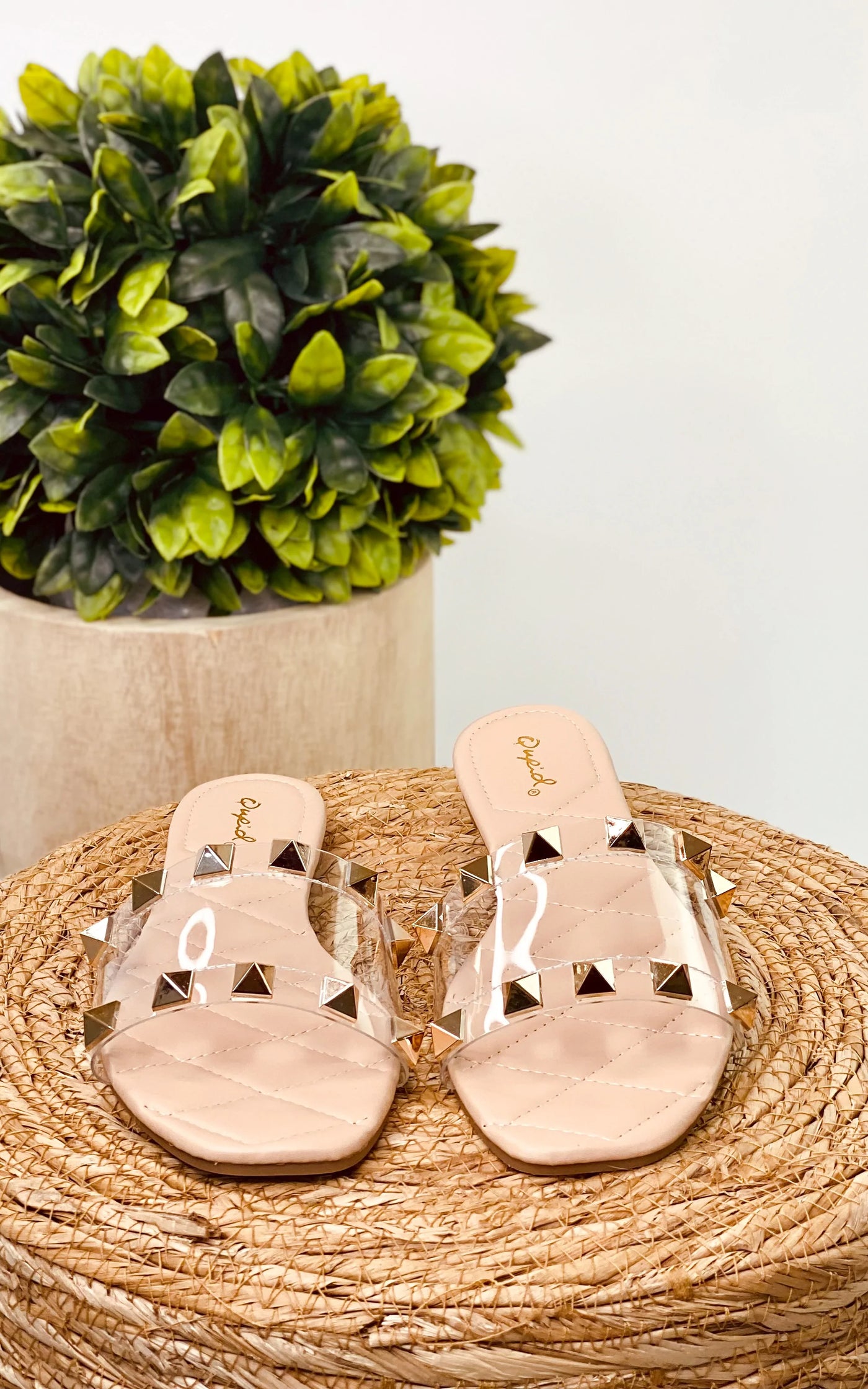 Qupid Hazy Spike Sandal in Clear