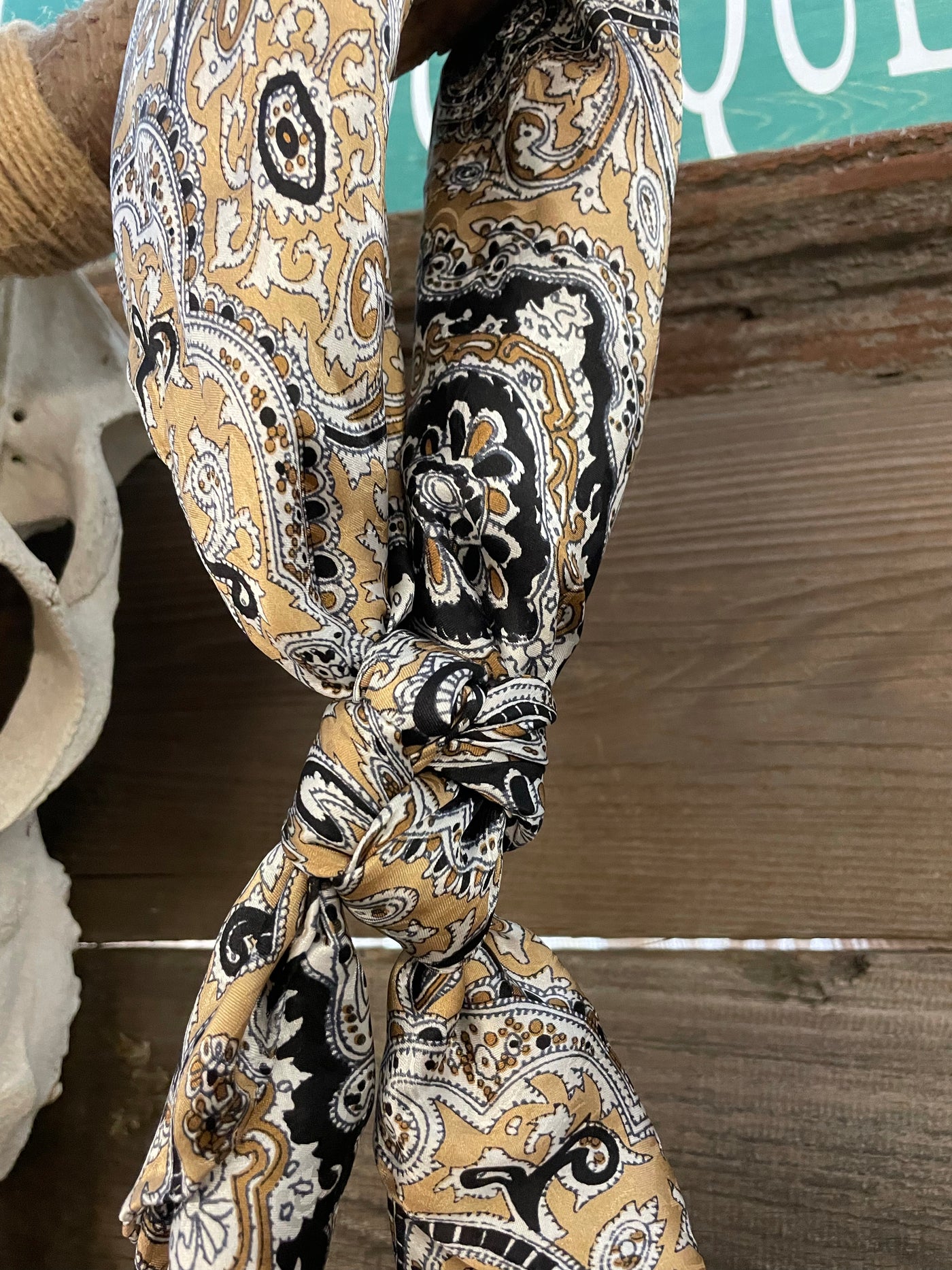 Large Silk Wild Rags - Paisley Gold