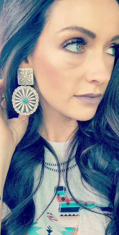 The Lora Sterling Silver & Turquoise Earrings - Triangle T Boutique