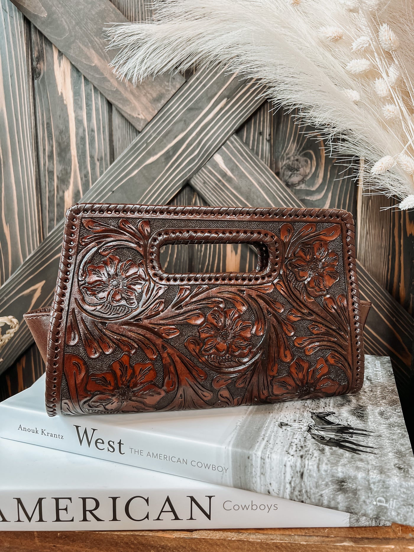 The Sobre Tooled Clutch - Cafe