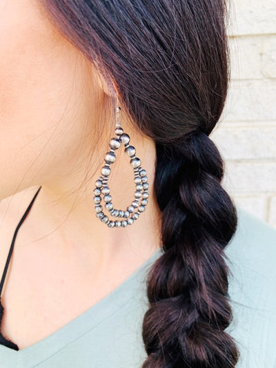 Genuine Navajo Pearl Double Teardrop Earrings - Triangle T Boutique