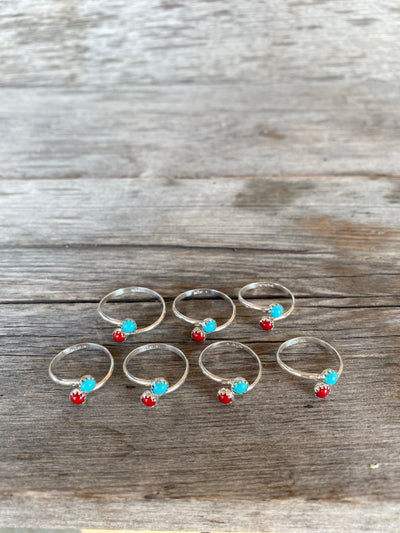 The Mini Shaley Wrap Ring - Turquoise and Coral