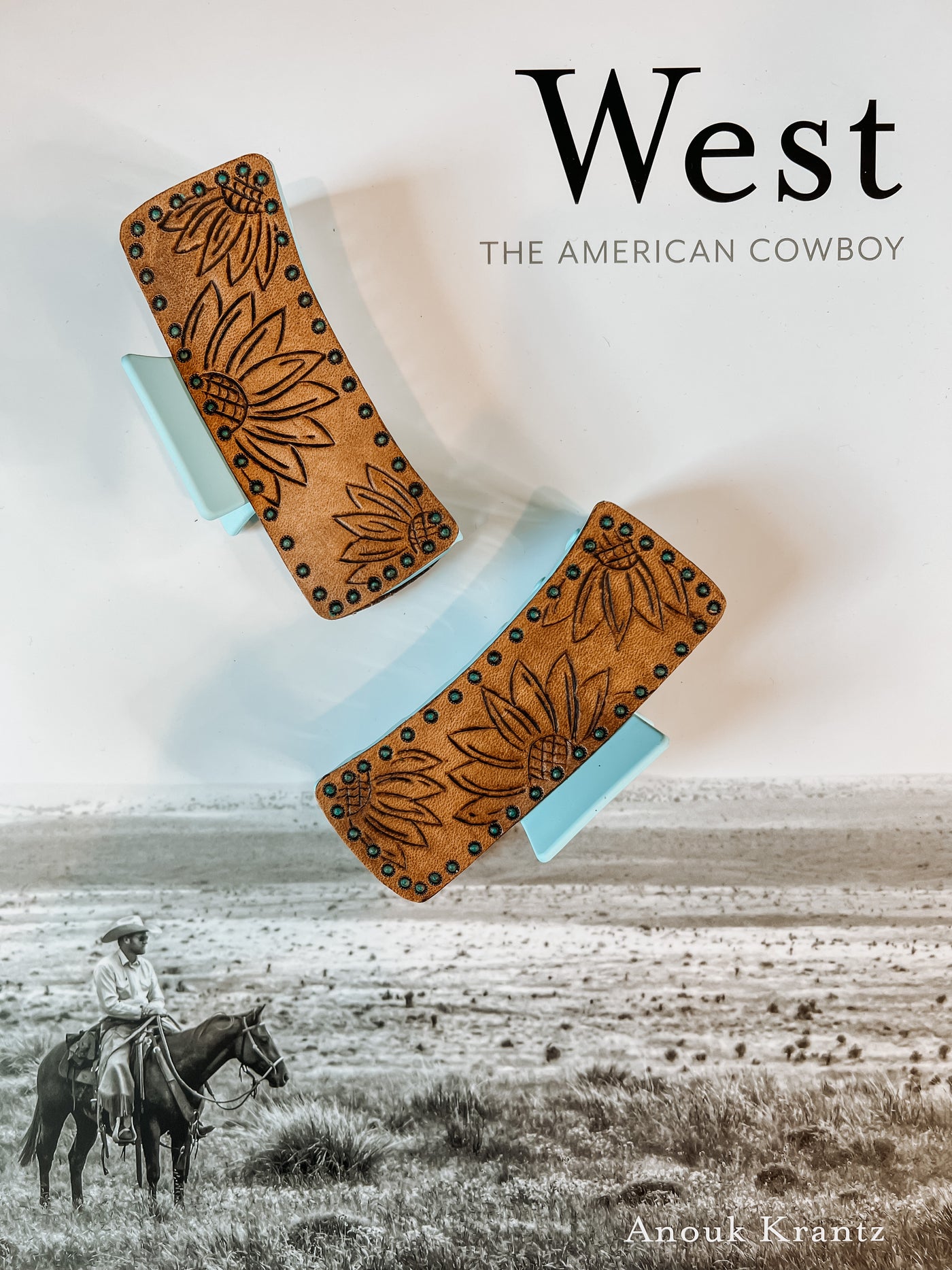 Western Leather Claw Clip - Mint