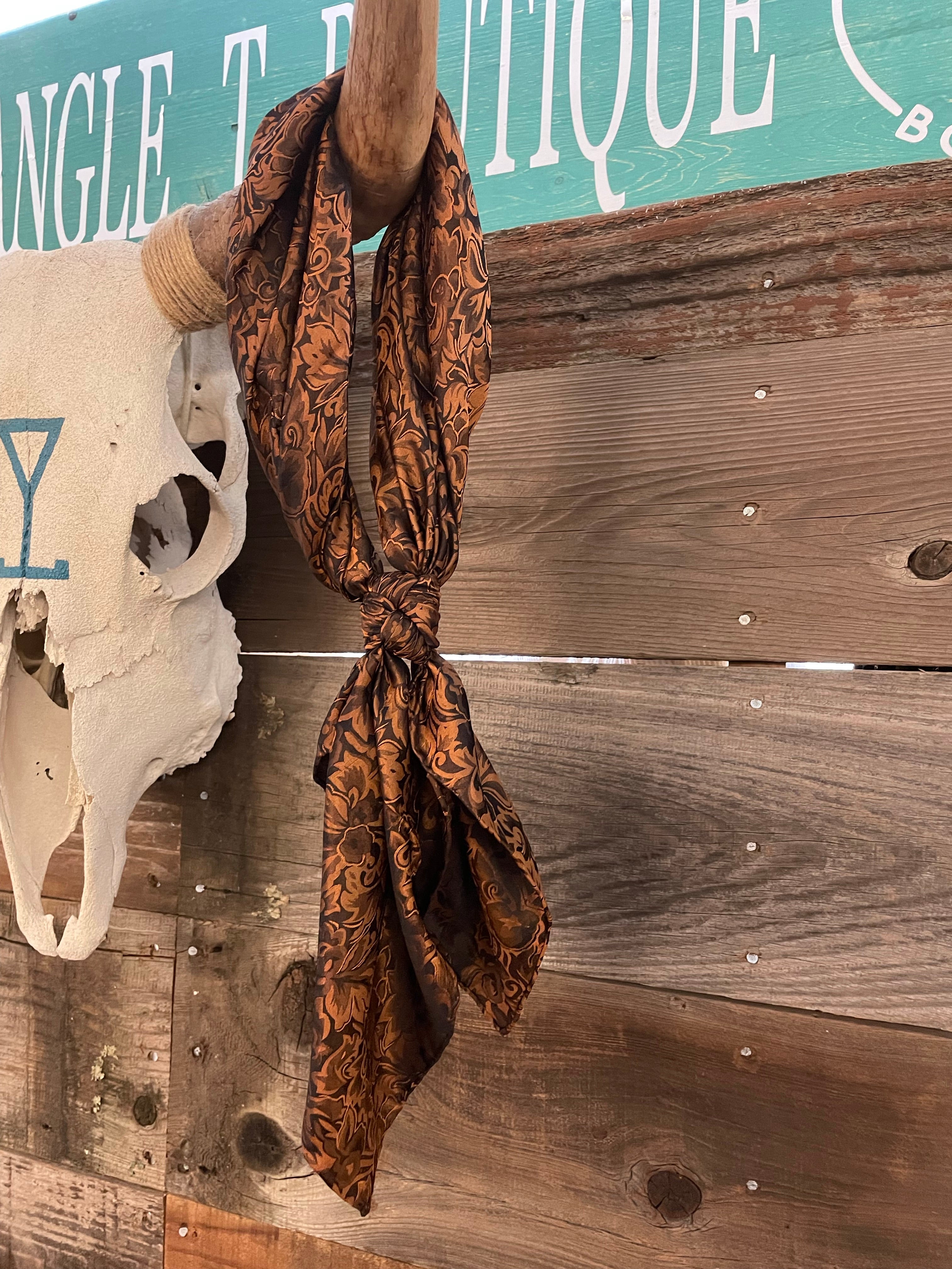 Large Silk Wild Rags - Brown Jacquard β Triangle T Boutique