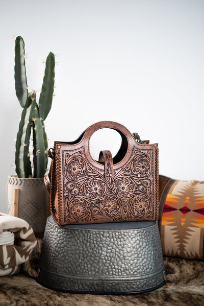 The Remington Tooled Leather Purse - Brown