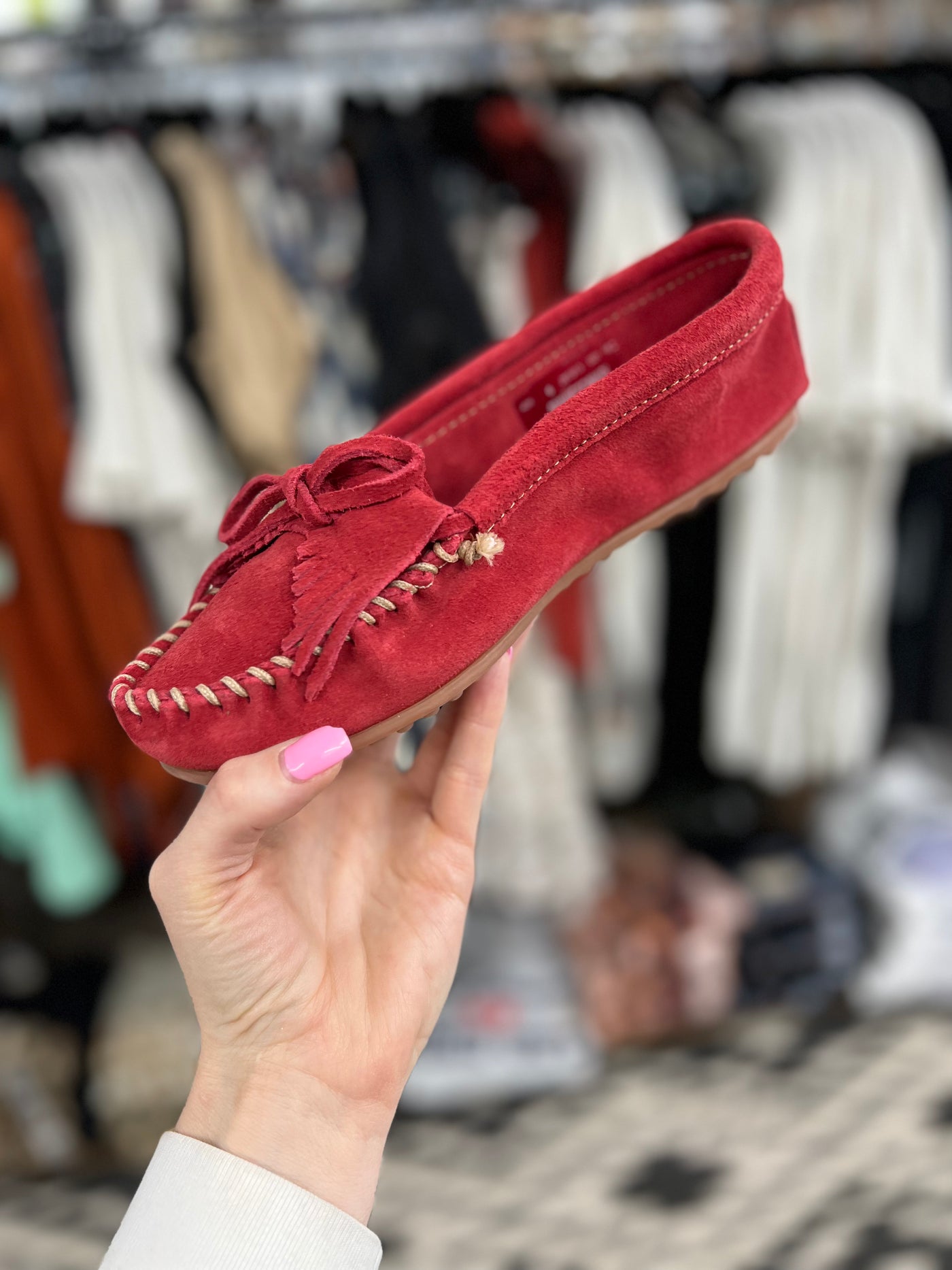 The Kilty Moccasin - Cherry Red