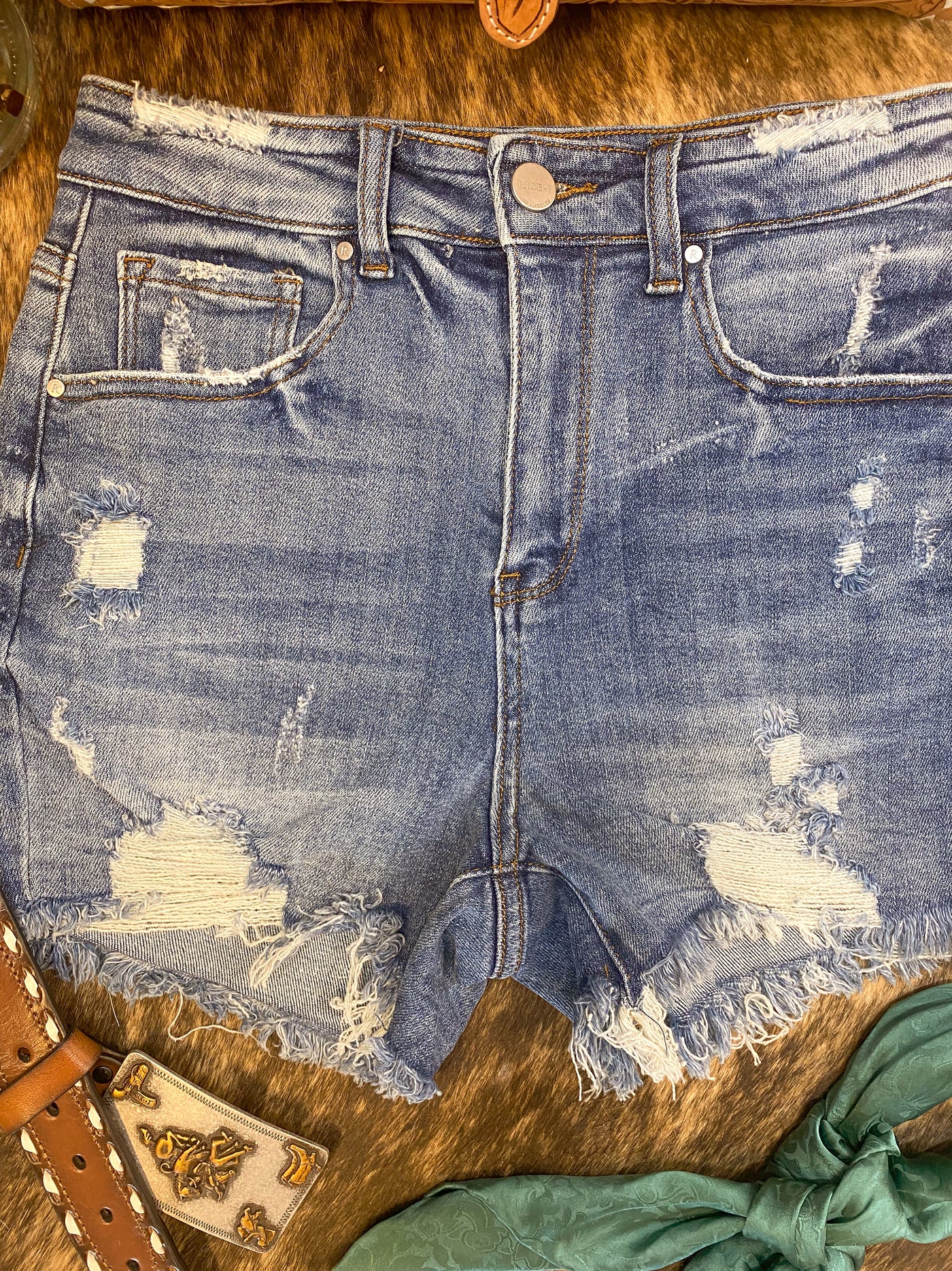 The Ozark Distressed Denim Shorts - Blue