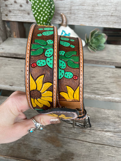 The Tammy Leather Belt - Cactus & Sunflowers