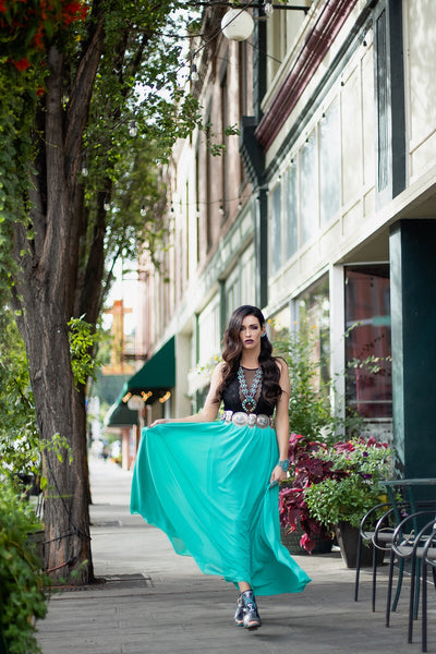The Treasure Island Turquoise Skirt - Triangle T Boutique