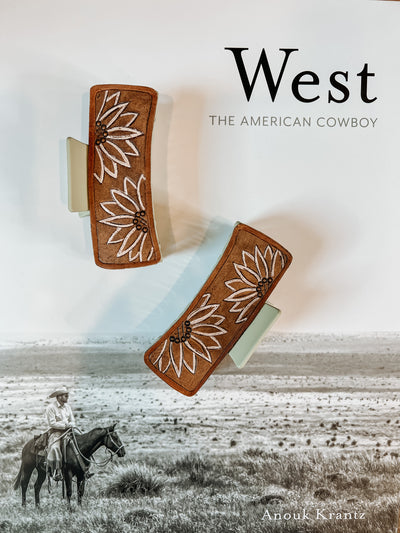 Western Leather Claw Clip - Sage