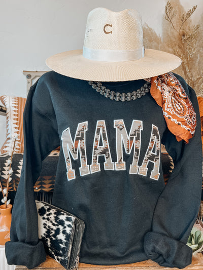 Mama Aztec Sweatshirt - Black & Grey