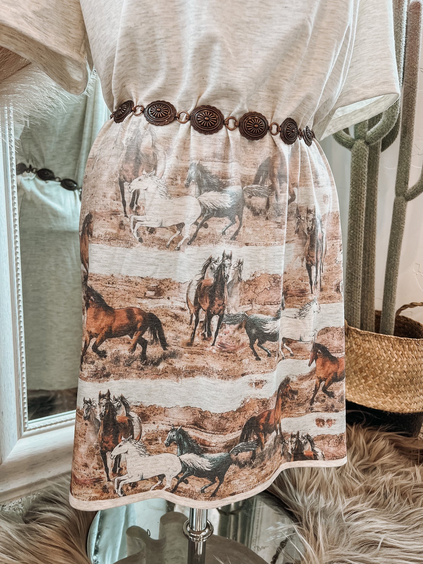 Run Wild Horses Run T-Shirt Dress
