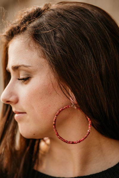 The Raya Hoop Earrings - Red