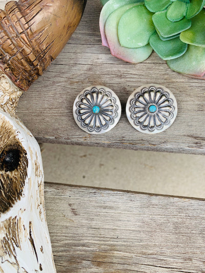 The Buckaroo Turquoise Concho Earring - Triangle T Boutique