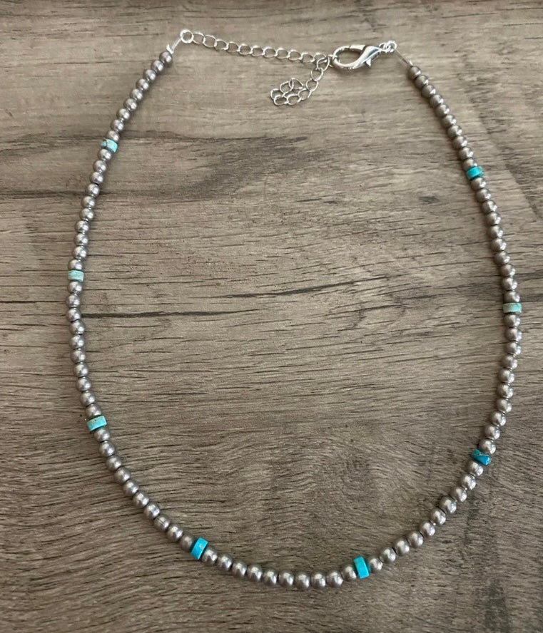 The Parker Navajo Pearl Choker - Turquoise