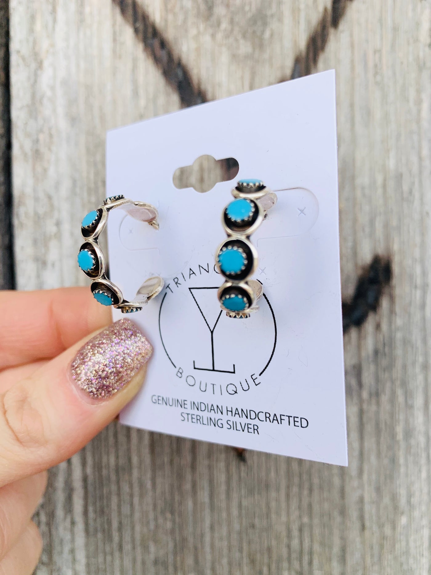 The Sansa Turquoise Hoop Earrings - Triangle T Boutique